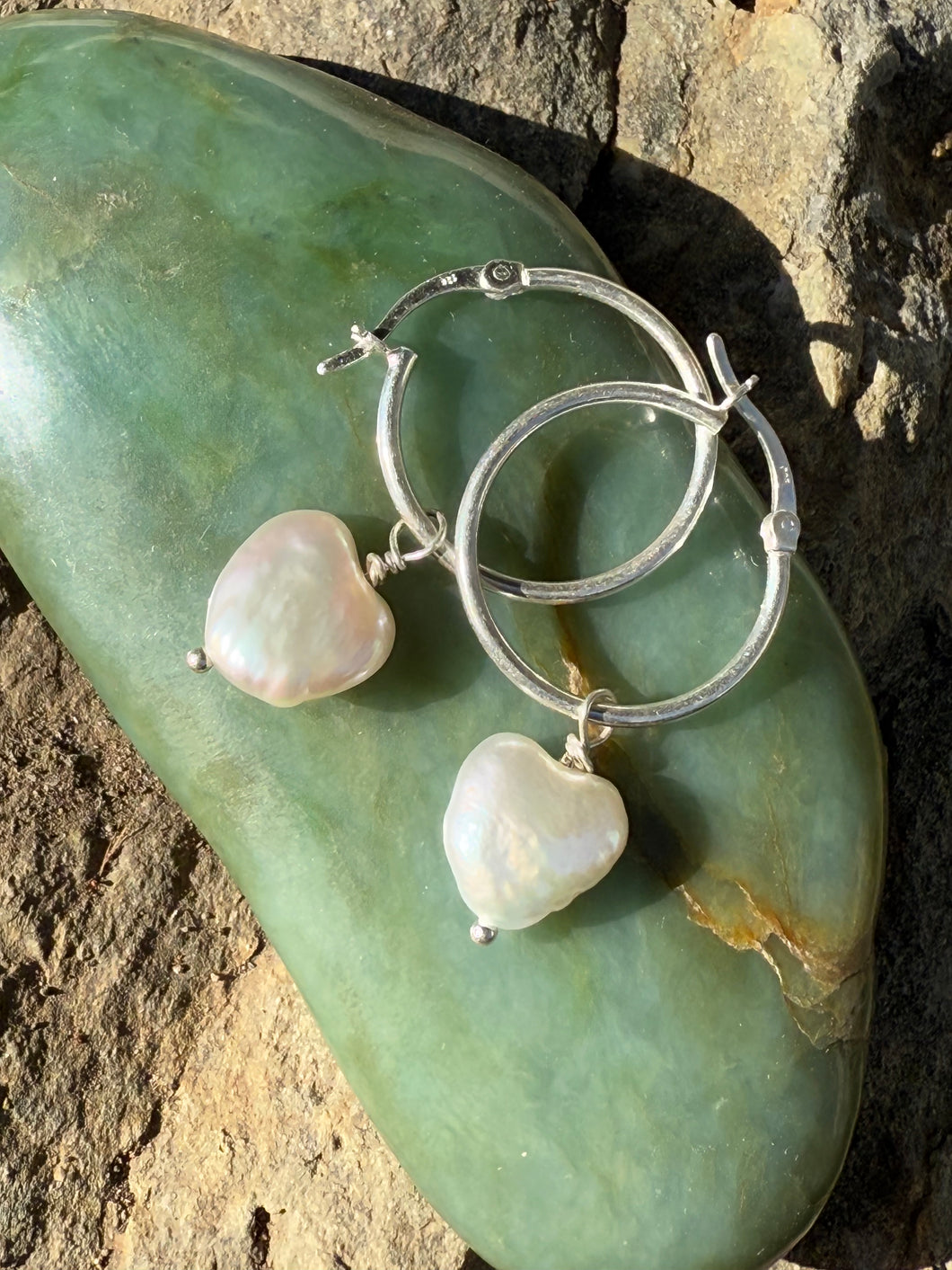Baby Heart Pearl Hoops