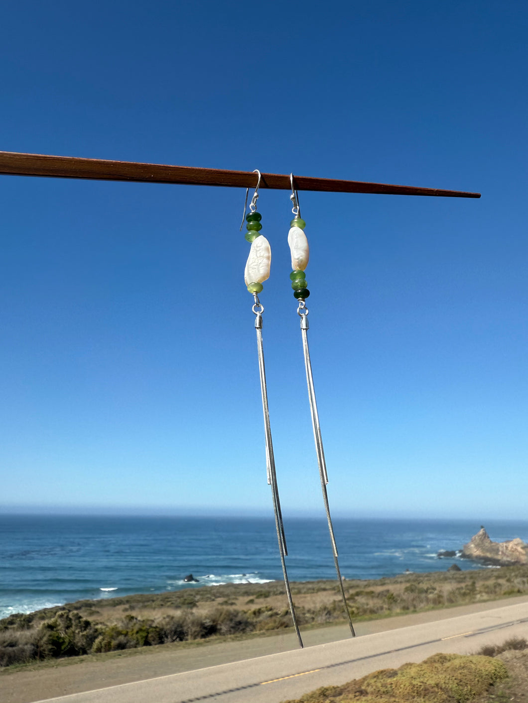 Pearl + Jade Dangles